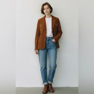 Vintage Skim Gear Leather Suede Women's Brown  Jacket